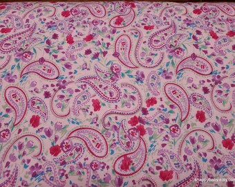 Flannel Fabric - Pink Paisley - By the yard - 100% Cotton Flannel