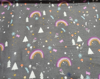 Flannel Fabric - Rainbow Nature - By the yard - 100% Cotton Flannel
