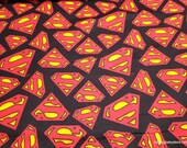 Character Flannel Fabric - Superman Logo - By the yard - 100% Cotton Flannel