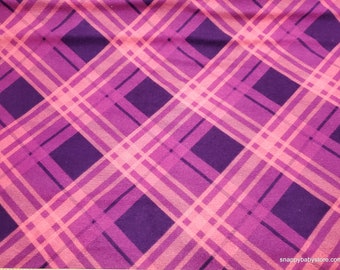 Flannel Fabric - Plum Bias Plaid - By the yard - 100% Cotton Flannel