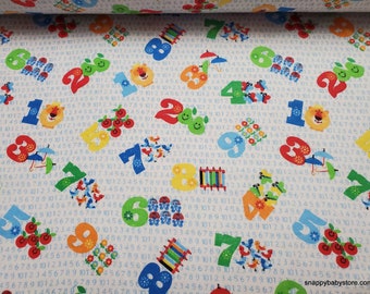 Flannel Fabric - Numbers on Numbers - By the Yard - 100% Cotton Flannel