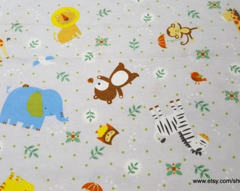Flannel Fabric - Noah's Ark Tossed Animals - By the yard - 100% Cotton Flannel