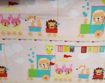 Flannel Fabric - Animal Train - By the yard - 100% Cotton Flannel