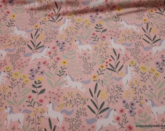 Flannel Fabric - Unicorn Floral Pink - By the yard - 100% Cotton Flannel