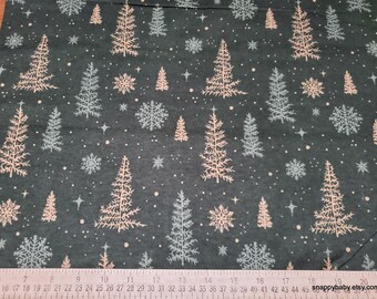 Christmas Flannel Fabric - Warm Winter Wishes Trees on Green - By the yard - 100% Cotton Flannel