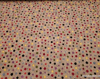 Premium Flannel Fabric - Bonnie Butterflies Dots on Taupe Premium - By the yard - 100% Cotton Flannel