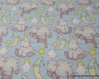 Flannel Fabric - Bedtime Sheep Sky- By the yard - 100% Cotton Flannel