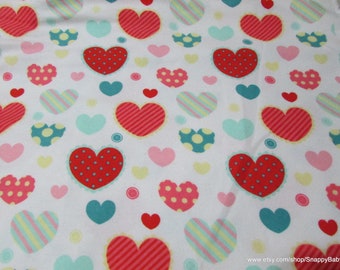Flannel Fabric - Goodheart Tossed - By the yard - 100% Cotton Flannel
