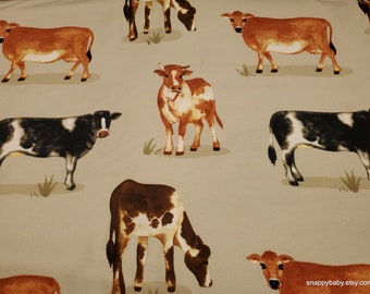 Flannel Fabric - Cows - By the Yard - 100% Cotton Flannel