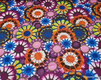 Flannel Fabric - Packed Medallions - By the yard - 100% Cotton Flannel