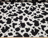 Flannel Fabric - Cow Print Black White - By the yard - 100% Cotton Flannel