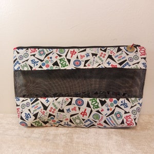 Mahjong Tile Carry/Storage Bag (standard size tiles) made with beautiful cotton fabrics and poly mesh- FREE Ground Shipping!