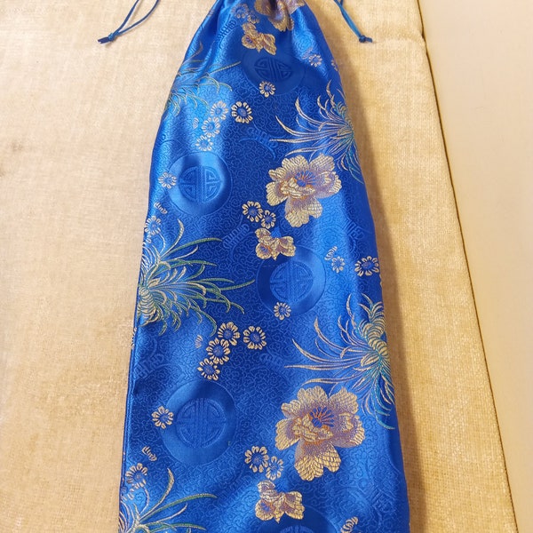 Mahjong Drawstring Carry Bag for Rack & Pusher sets OR large tile sets OR folded table mats in Asian Satin Floral Brocade