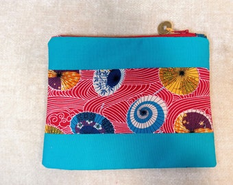 Mahjong Large Card Zipper Pouch/Organizer in Asian Influenced Cotton Prints