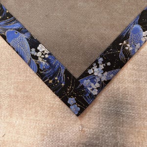 Mahjong Table Game Mat, Asian Inspired COTTON Prints with a 1.3" wide, 2-sided binded fabric border, choose a size- FREE Ground Shipping! NEW-blue koi fish