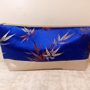 Mahjong Zipper Tile Set Lined Carry Bag in Asian Influenced Floral and Bamboo Leaf Satin Brocade Fabrics - FREE Ground Shipping!
