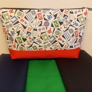Mahjong Zipper Tile Carry Bag (for standard size tile set) in Asian Inspired Cotton and Qulited Cotton fabrics - FREE Ground Shipping!