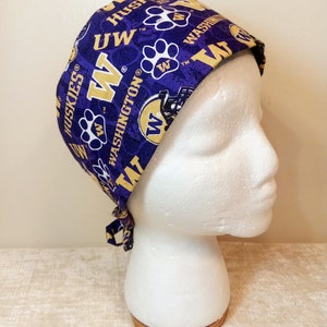 Pacific Northwest College Teams Lined Surgical/Scrub Caps, One Size/Self-Tie- UW, Wash St., Gonzaga, Oregon, Ore St.- FREE Ground Shipping!
