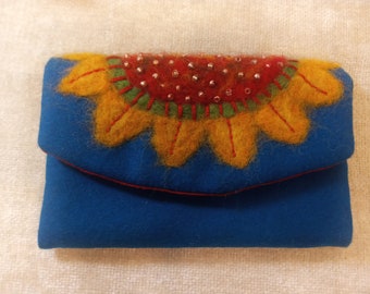 New!  Wool bifold wallets with wool felting artwork