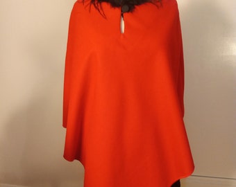 Fashion "Napoli" Wool Poncho with a Ostrich Trimmed Neckline-  Now in Fours Sizes - FREE SHIPPING!