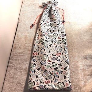 Mahjong Rack Set Drawstring Carry Bag OR folded table mats in Asian Influenced Cotton Print Fabrics - FREE Ground Shipping!