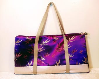 Mahjong Zipper Tote Bag with Shoulder Strap in Asian Influenced Floral Satin Brocades - FREE Ground Shipping!