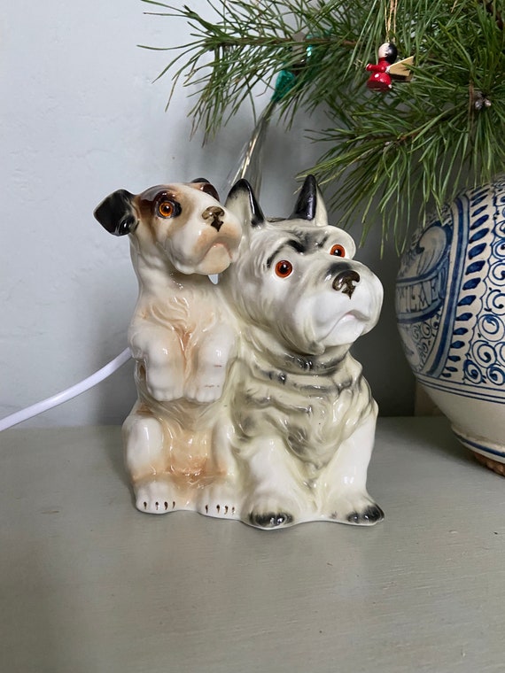 Vintage Dogs Perfume Lamp Night Light Schnauzer Fox Terrier Black and White Etsy UK