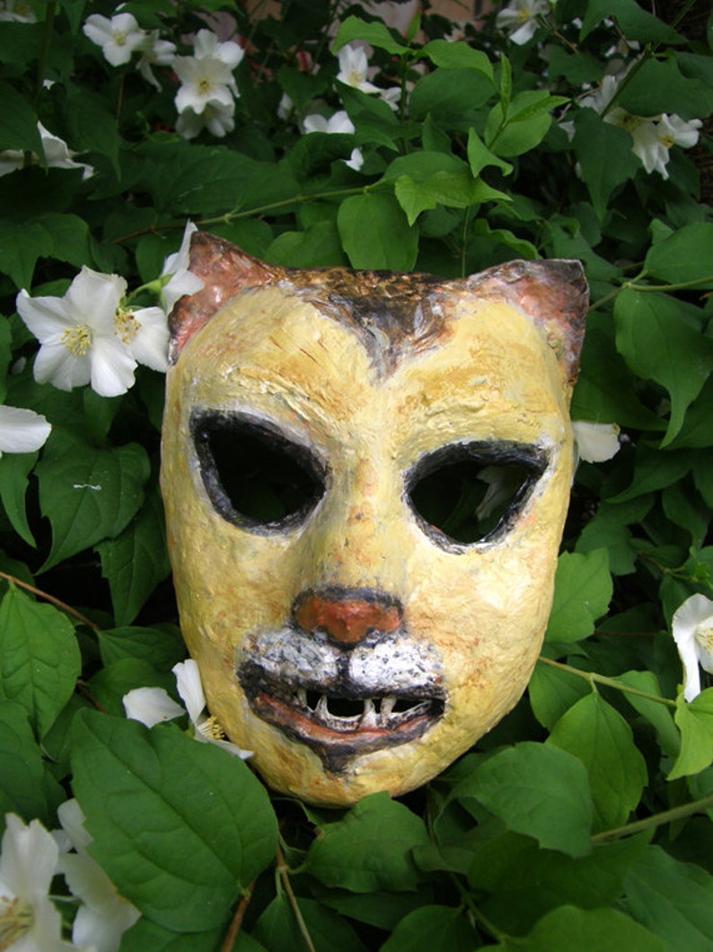 Paper Mache Mask Cat / Animal Mask / Carnival Mask Etsy
