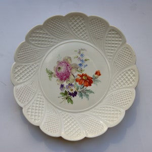 Antique  plate with flower motif Meissen porcelain hand painted