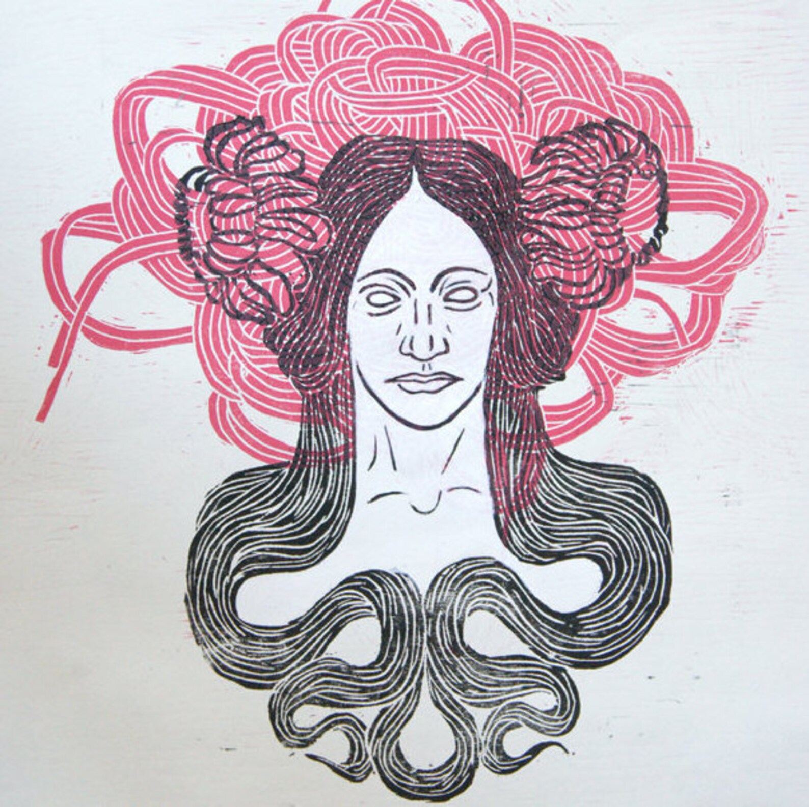 Woodcut // Woodblock Print // Art Nouveau Motive With Flowers Etsy