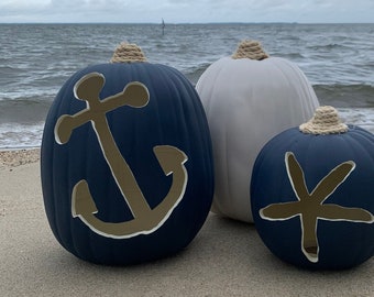 NEW! Fall Decorations Wedding Anchor Fall Beach Pumpkin Decor Large Beach Halloween Navy Nautical Pumpkin