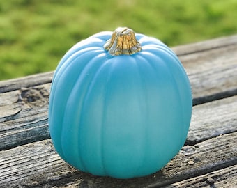 Fall Wedding Teal Pumpkin Project Food Allergy Awareness Small Pumpkin Gold Stem Blue Pumpkin Beach Halloween Nautical Pumpkin
