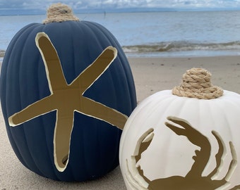 Starfish Pumpkin Fall Decorations Wedding Starfish Fall Beach Pumpkin Decor Large Beach Halloween Navy Nautical Pumpkin