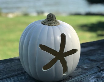 Fall Decorations  Wedding Starfish Fall Beach Pumpkin Décor Medium Beach Halloween Nautical Pumpkin