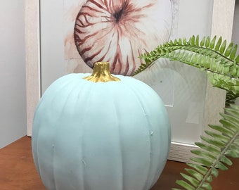 Medium Light Blue Pumpkin Nautical Coastal Beach Halloween Thanksgiving Fall Decorations