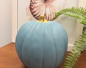 Medium Gray Blue Pumpkin Nautical Coastal Beach Halloween Thanksgiving Fall Decorations
