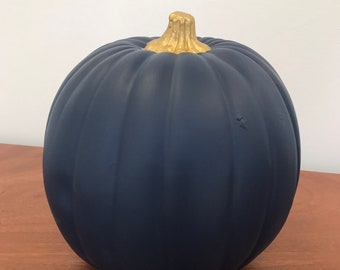 Medium Navy Blue Pumpkin Nautical Coastal Beach Halloween Thanksgiving Fall Decorations