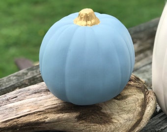 NEW! Small Blue Gray Pumpkin Nautical Coastal Beach Halloween Thanksgiving Fall Decorations
