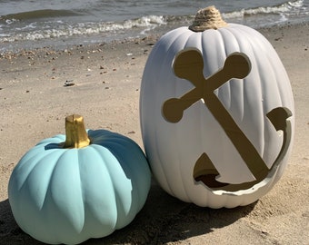 NEW! Fall Decorations Wedding Anchor Fall Beach Pumpkin Decor Large Beach Halloween Off White Nautical Pumpkin