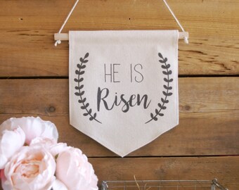 Canvas Wall Banner/Home Decor/He Is Risen/Wall Art/Quote Art/Easter Decor