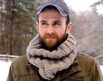 Chunky Cowl Scarf - handmade/men's/women's/oatmeal/crochet/knit/winter scarf/cowl/chunky/stylish/cozy/warm/winter/unisex