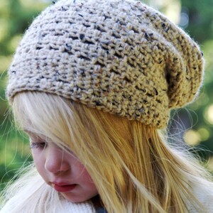 Little Girl&#39;s Slouchy Crochet Hat- 30 COLORS handmade/kids/tan/cream/oatmeal/knit/stretchy/stylish/cozy/warm/winter/beanie