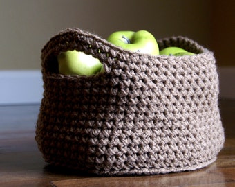 Handmade Crochet Basket - 30 Colors - Home/Decor/Storage/Knit/Yarn/Brown/Oatmeal/Toys/Books/Blankets