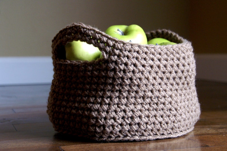 Handmade Crochet Basket 30 Colors Home/Decor/Storage/Knit/Yarn/Brown/Oatmeal/Toys/Books/Blankets image 1