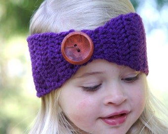 30 COLORS- Little Girl's Crochet Headband/Ear Warmer - Blue/Teal/White/Tan/Cream/Orange/Rust/Maroon/Buttons/Chunky/Adjustable