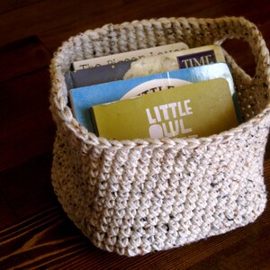 Handmade Crochet Basket 30 Colors Home/Decor/Storage/Knit/Yarn/Brown/Oatmeal/Toys/Books/Blankets image 4