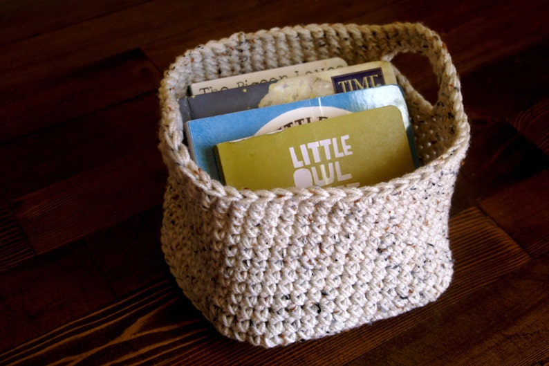 Handmade Crochet Basket 30 Colors Home/Decor/Storage/Knit/Yarn/Brown/Oatmeal/Toys/Books/Blankets image 4