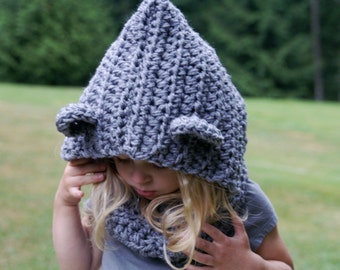 Hooded Bear Cowl -30 COLORS/neckwarmer/kids/baby/scarf/pullover/tan/cream/oatmeal/knit/stretchy/cozy/warm/winter