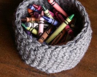 Cesta pequeña de ganchillo hecha a mano - 22 colores - Niños/Habitación/Decoración/Almacenamiento/Guardería/Tejido/Hilo/Crema/Avena/EcoFriendly