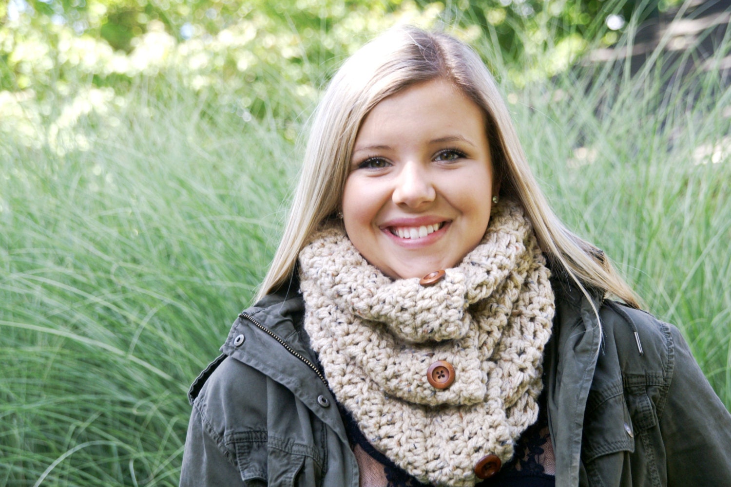 Chunky Infinity Cowl Scarf - 30 COLORS Neckwarmer/women's/tan/cream ...